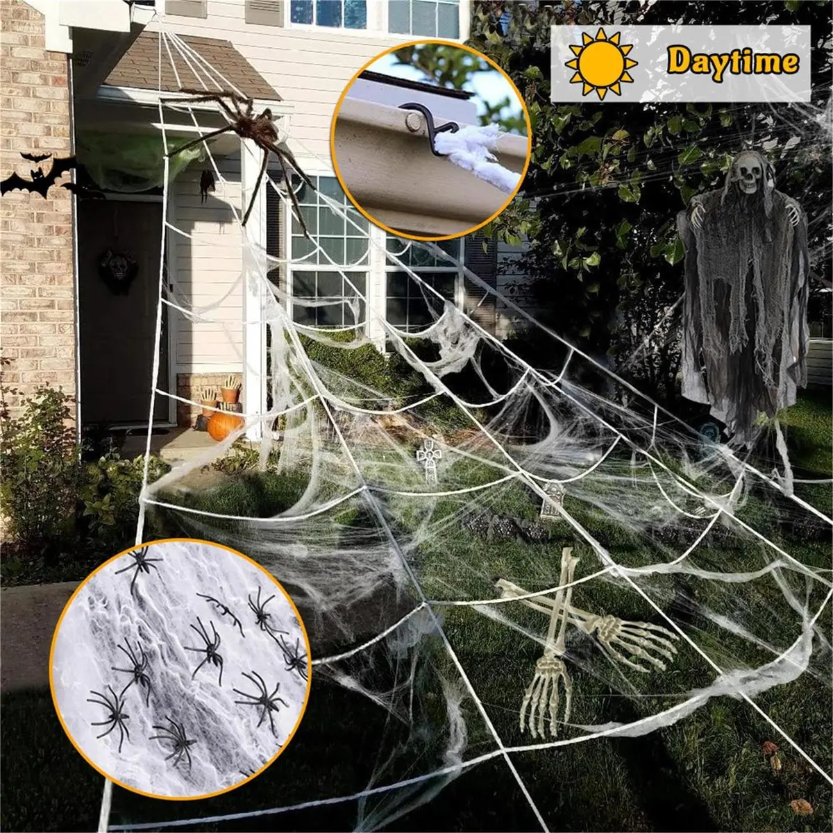 N/A Lighted Outdoor Halloween Spider Web 23x18 Ft with 250 Purple LEDs | Waterproof, 8 Modes, Timer - view 5
