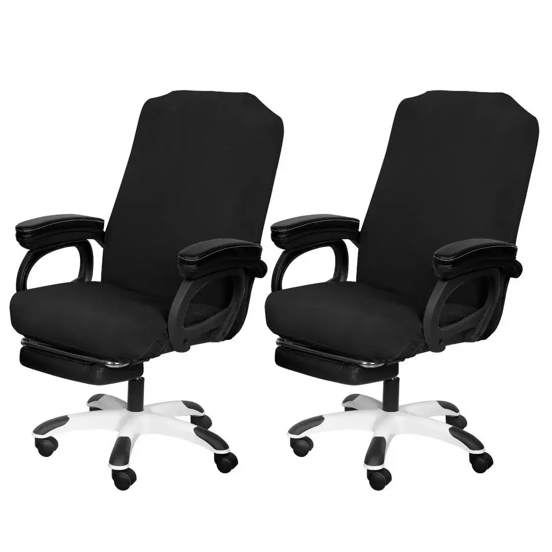 SARAFLORA Black Large Office Chair Cover | 2 Piece Set, Stretch Fit, Removable, Washable Protector - main product image