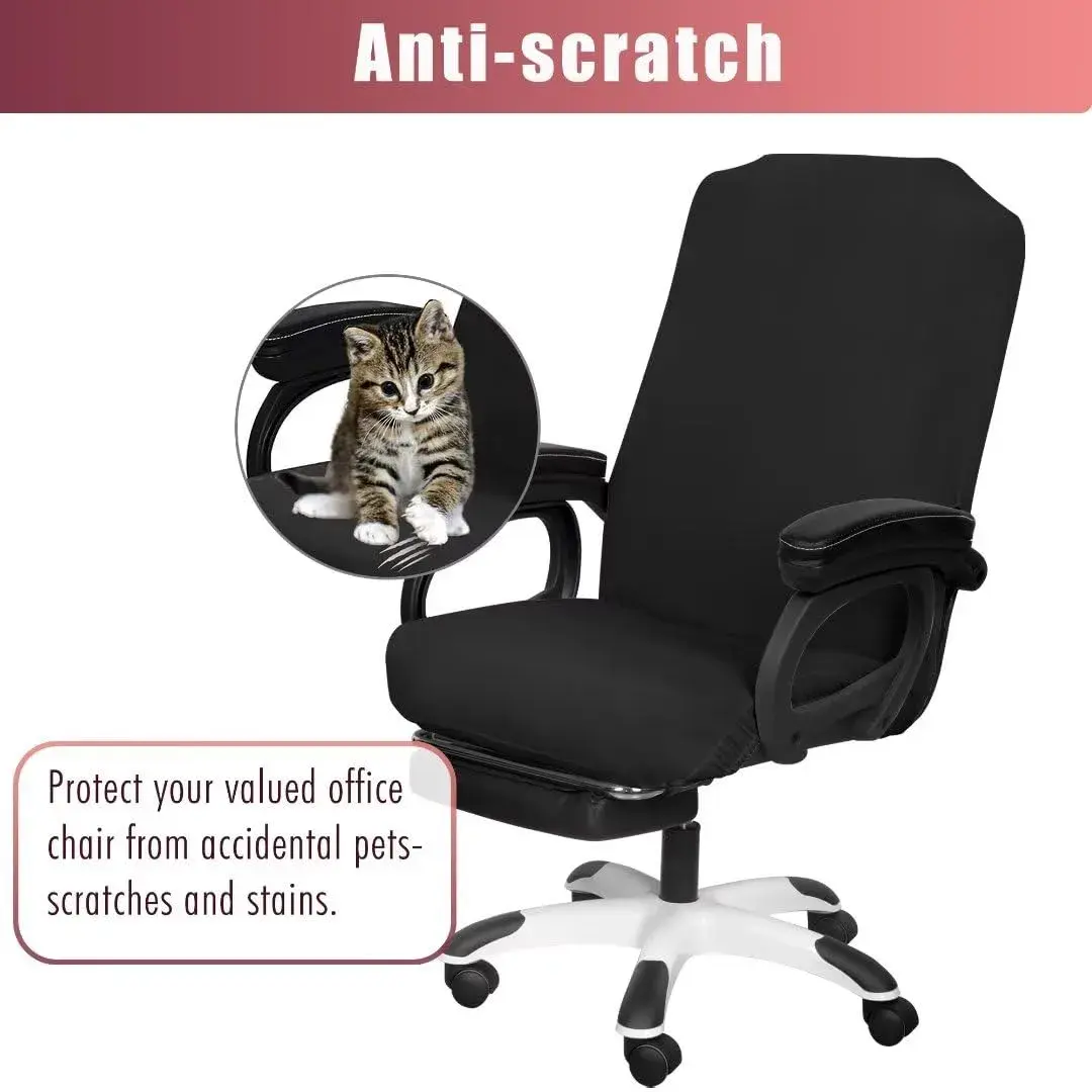 SARAFLORA Black Large Office Chair Cover | 2 Piece Set, Stretch Fit, Removable, Washable Protector - view 3