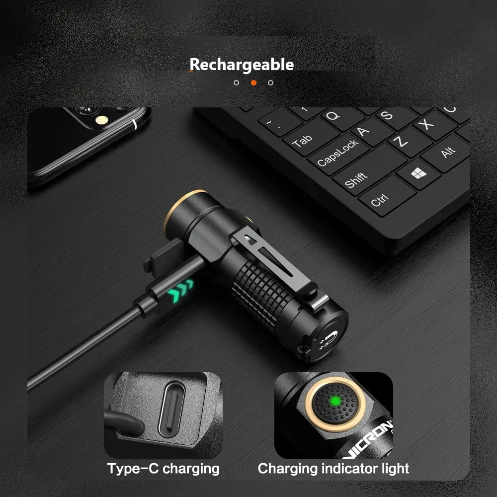 NICRON Mini Rechargeable LED Flashlight 1200 Lumens | Compact, Magnetic, 7 Modes for Outdoor & EDC (Black) - view 4