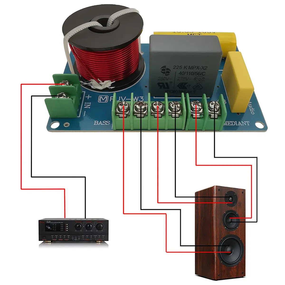 HiQltyla 3 Way Speaker Crossover 200W Passive for HiFi Home Audio 4-8 Ohm | PUV-W3 Model - view 3
