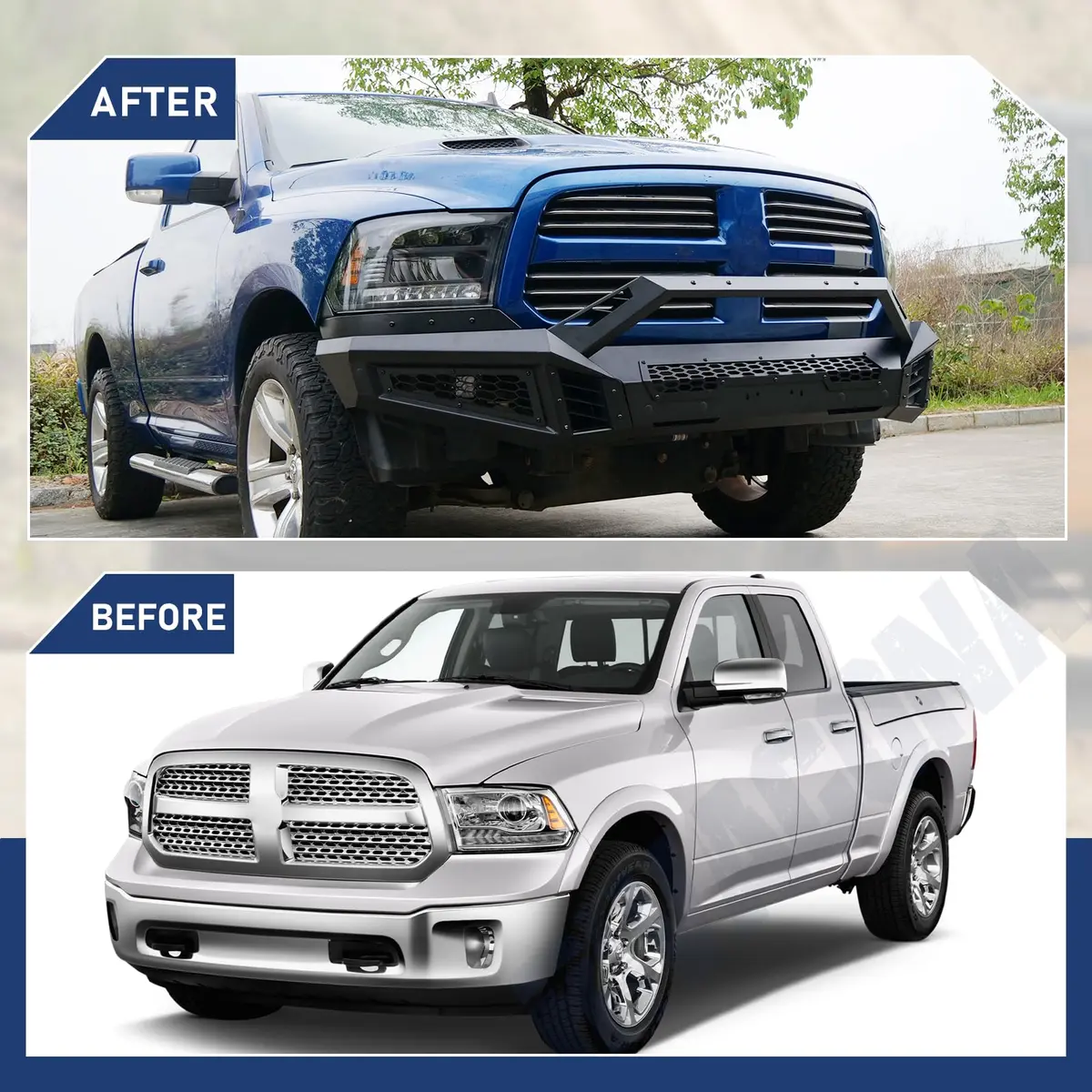 Hawkley Ram 1500 Front Bumper 2013-2023 | Heavy Duty Steel Replacement - view 6
