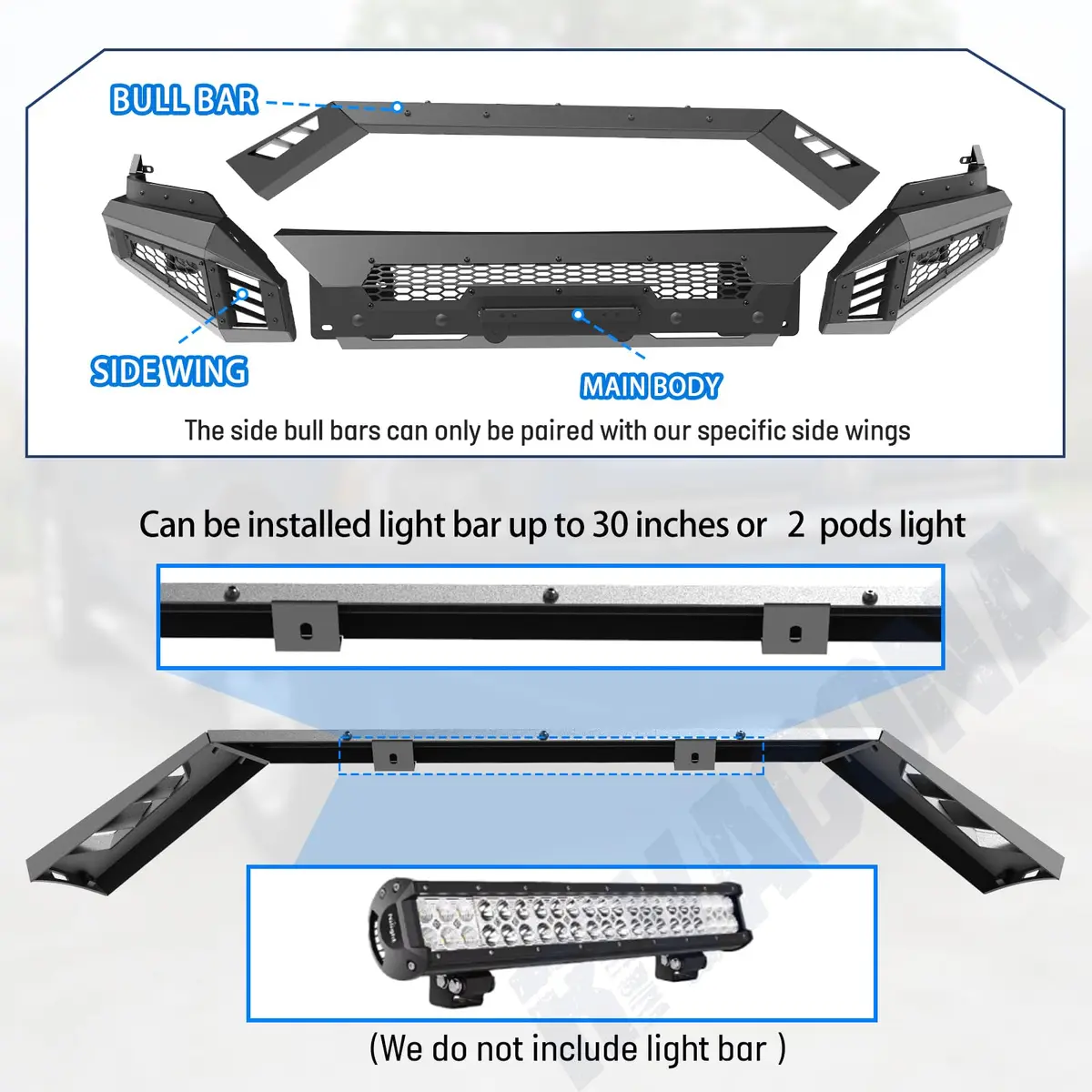 Hawkley Ram 1500 Front Bumper 2013-2023 | Heavy Duty Steel Replacement - view 3