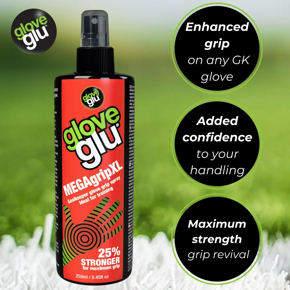 Gloveglu MEGAgrip Goalkeeper Glove Grip Spray 250ml (8.45 fl. oz) | 25% Stronger Maximum Grip Formula - view 2