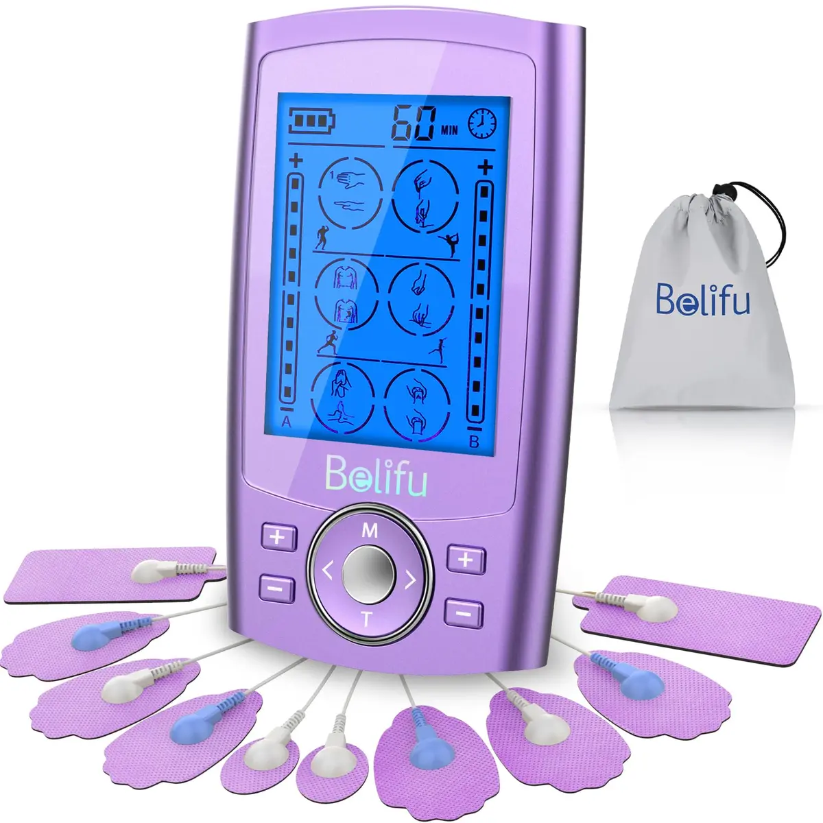 Belifu TENS & PMS Muscle Stimulator 24 Modes | Pain Relief & Therapy Device with 10 Pads - main product image