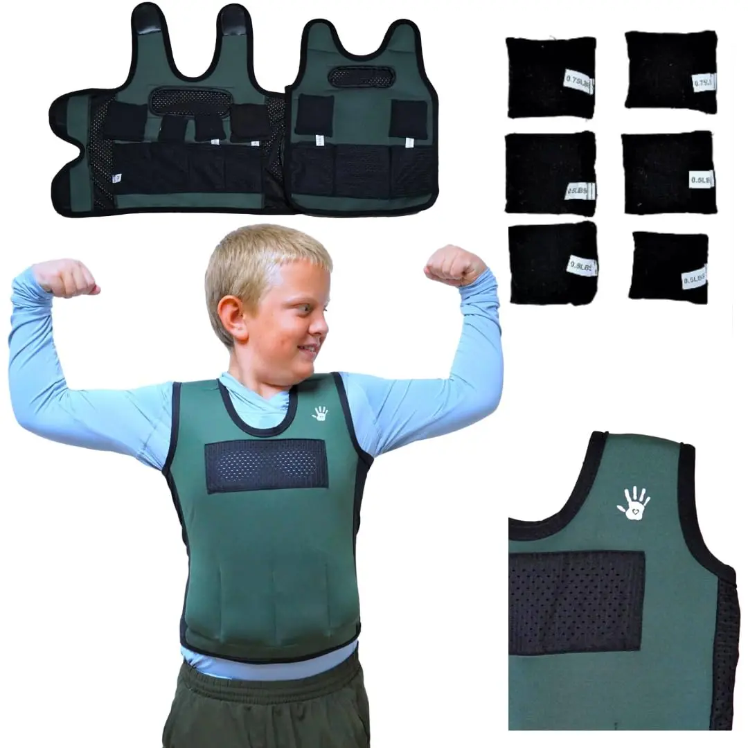 SENSORY4U Weighted Vest for Kids, Large 10-12, 1.77 kg (3.9 lb) | Adjustable Weights & Breathable Mesh - main product image