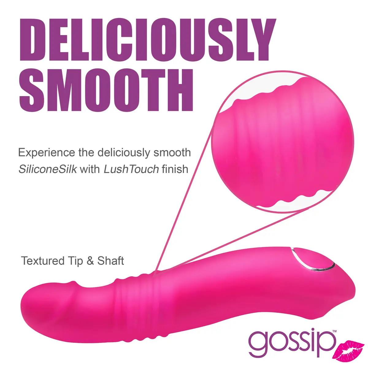 CURVE TOYS Gossip Blasters 10X Thrusting Silicone Vibrator 17.3cm (6.8in) | Curved G-Spot Dildo for Couples - view 7