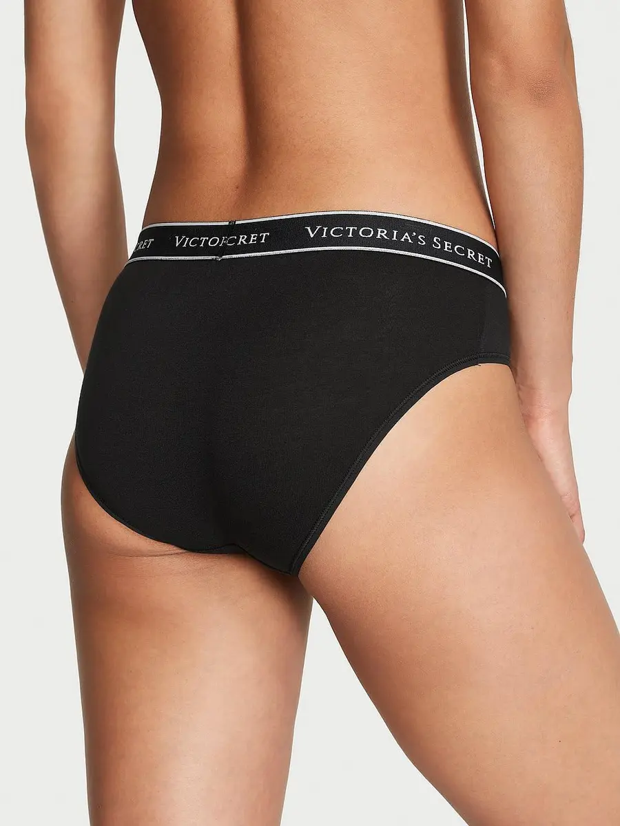 Victoria's Secret Women's Logo Cotton Hiphugger Underwear Pack, 4 Pack, M | Breathable Cotton, Full Coverage Comfort - view 3
