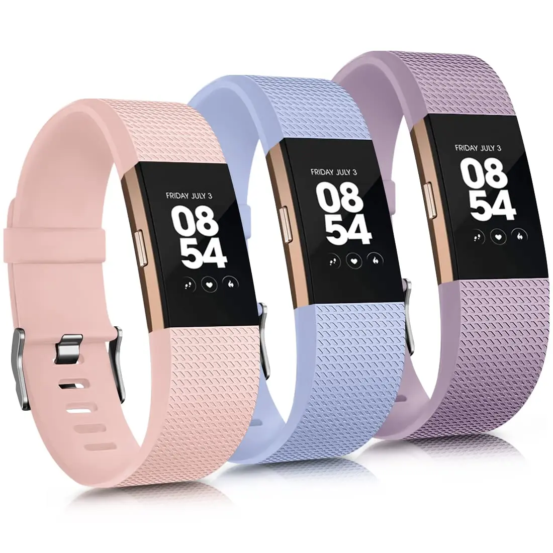 AK Sport Bands 3-Pack for Fitbit Charge 2 | Small Size, Light Pink/Baby Blue/Light Purple - main product image