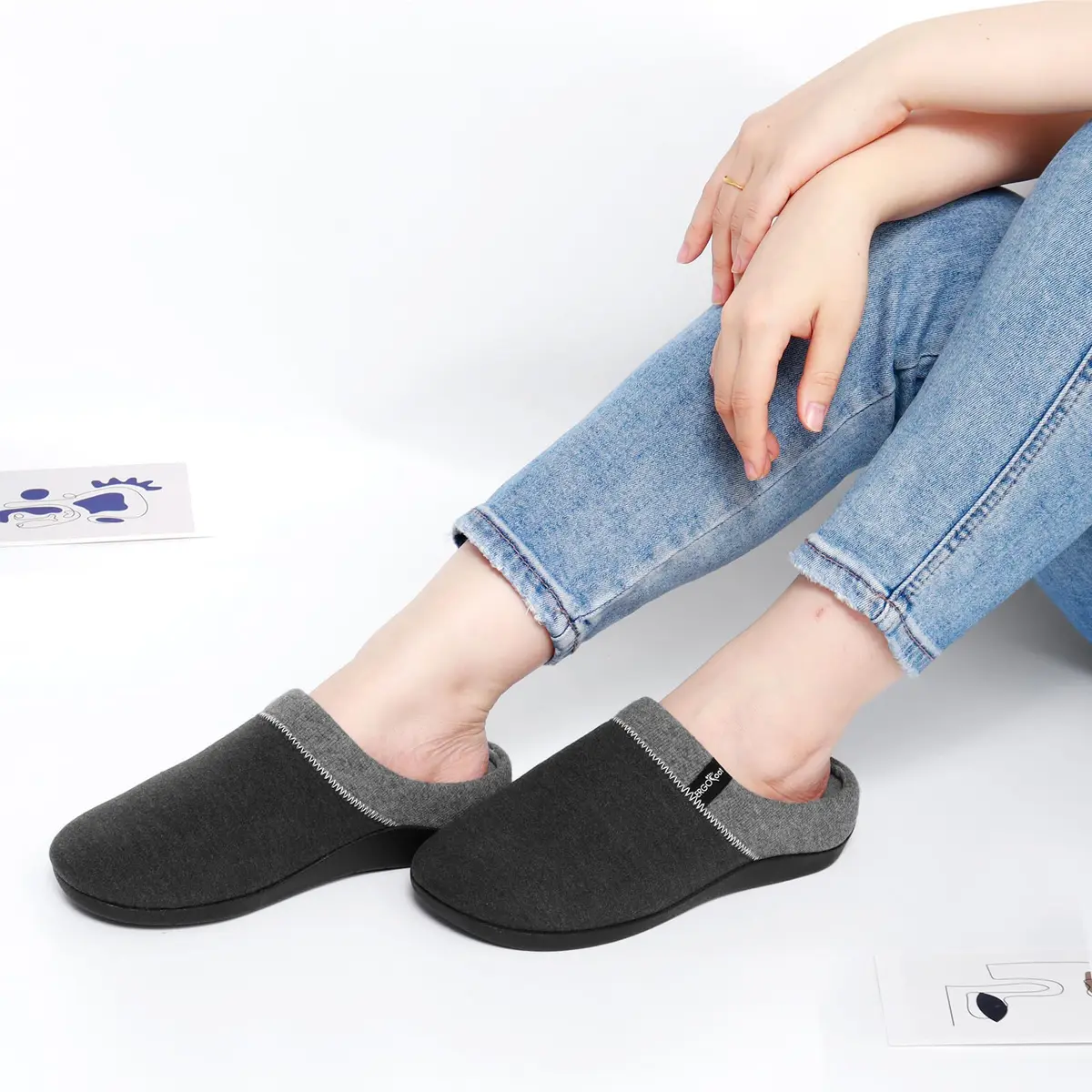 ERGOfoot Orthopedic Slippers for Women and Men with Arch Support, 3cm Heel (Grey) - view 2