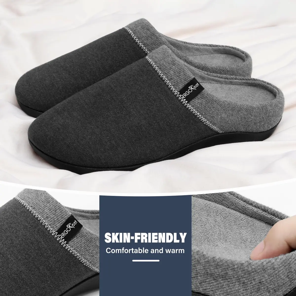 ERGOfoot Orthopedic Slippers for Women and Men with Arch Support, 3cm Heel (Grey) - view 4