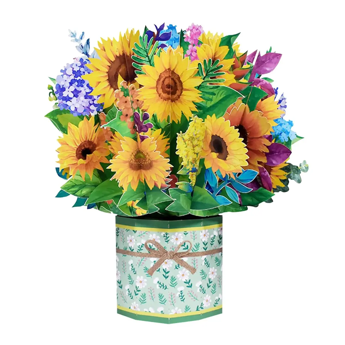ROBBEAR Sunflower Bouquet Pop Up Card 8.7 x 7.1 Inch | Handmade 3D Flower Greeting Card for Any Occasion - main product image