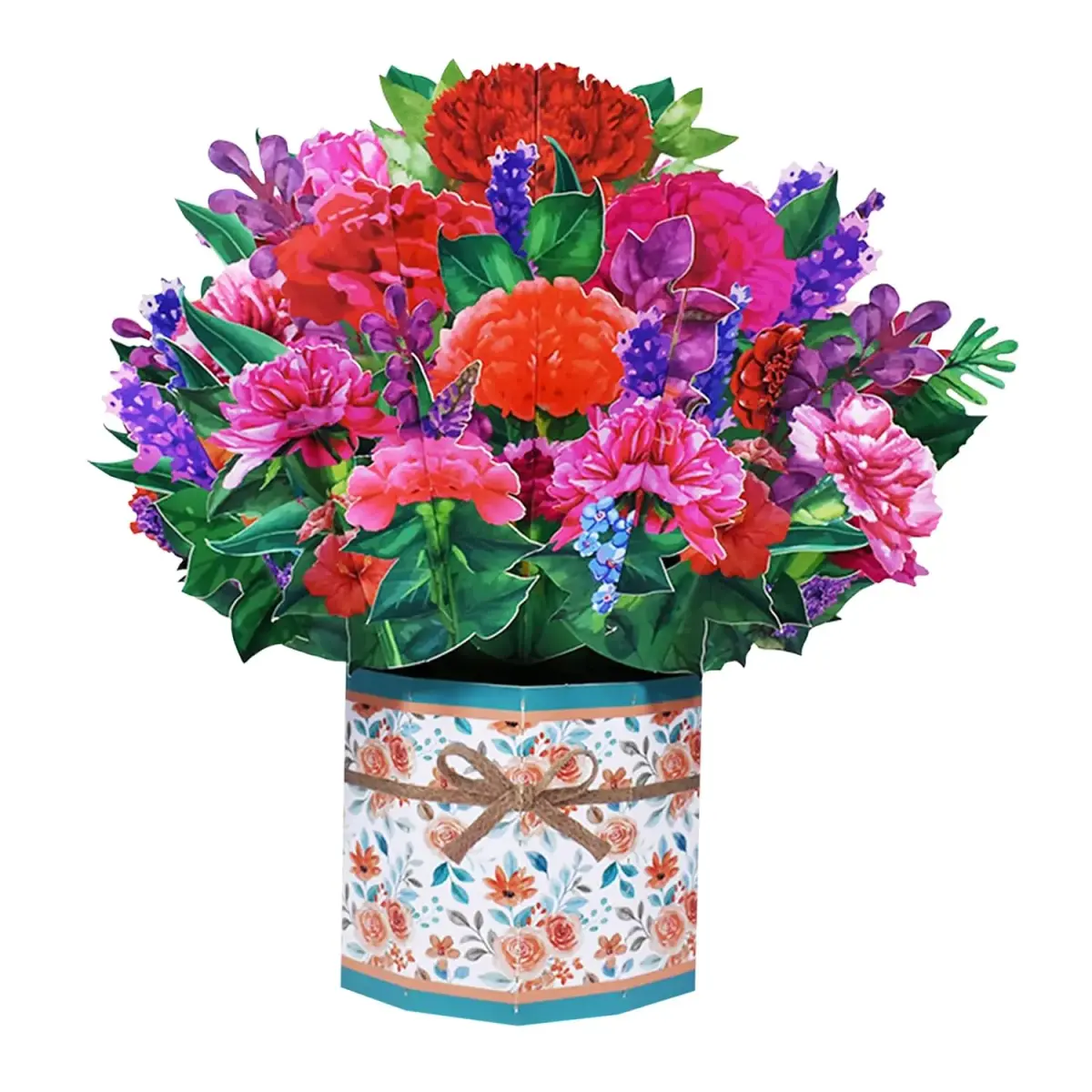 ROBBEAR Carnation Bouquet Pop Up Card 22cm (8.7") | Handmade 3D Flower Greeting Card for Any Occasion - main product image