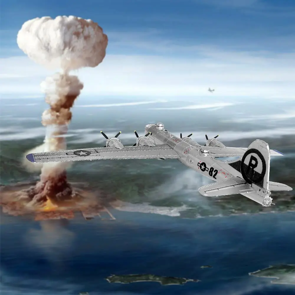 Piececool B-29 Bomber 3D Metal Model Kit 12cm (4.7in) x 22cm (8.7in) x 2cm (0.8in) | Challenging DIY Assembly Brain Teaser Puzzle - view 5