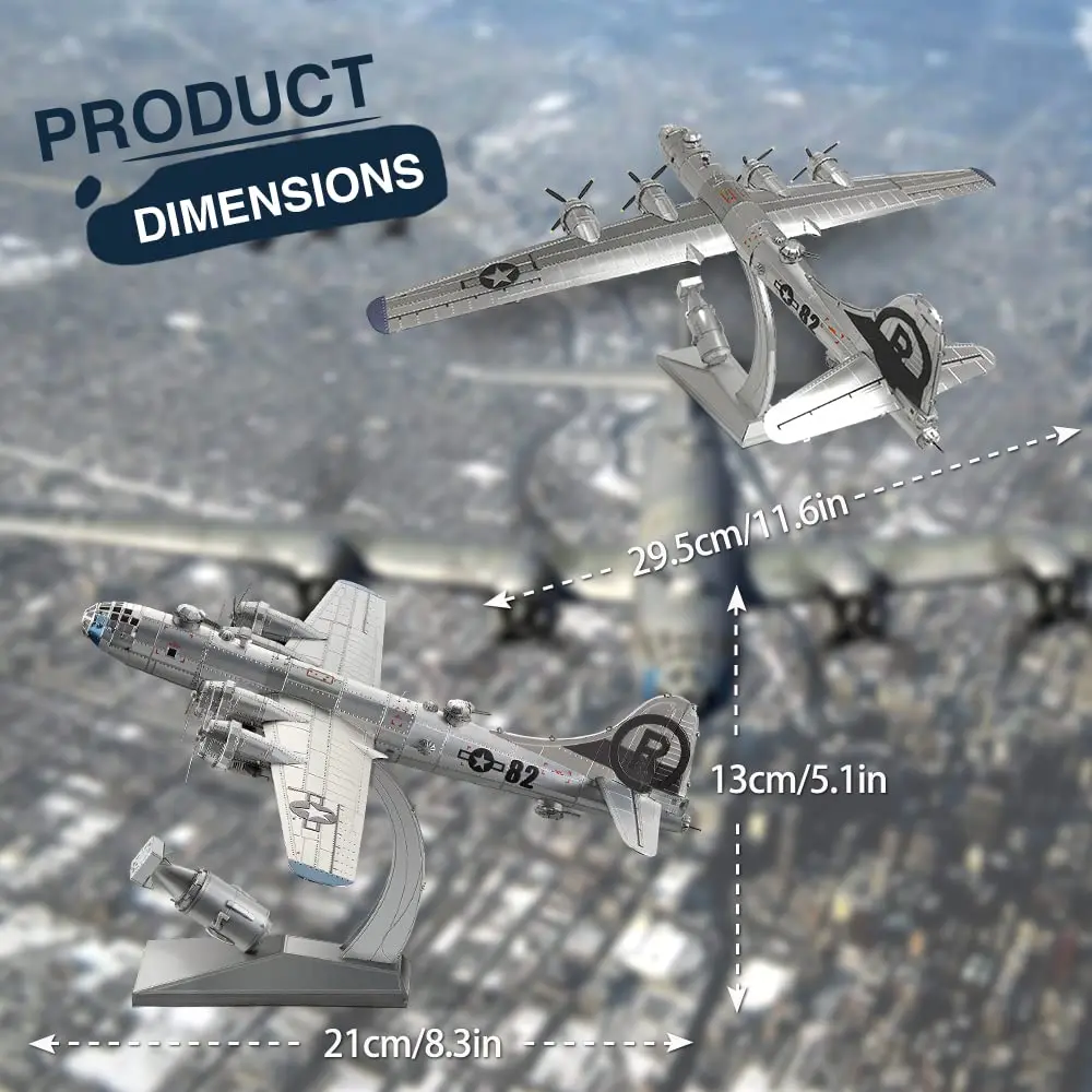 Piececool B-29 Bomber 3D Metal Model Kit 12cm (4.7in) x 22cm (8.7in) x 2cm (0.8in) | Challenging DIY Assembly Brain Teaser Puzzle - view 4