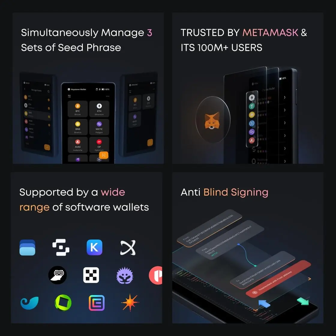 KEYSTONE Cryptocurrency Hardware Wallet Air-gapped 4-inch Touch Screen | Secure Crypto Storage - view 4