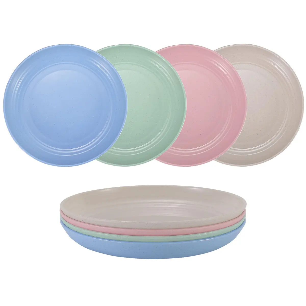 LuckyZone 7-Inch Small Wheat Straw Plates - Unbreakable Set of 4 | 17.8 cm (7 Inch) Dinner Plates - main product image