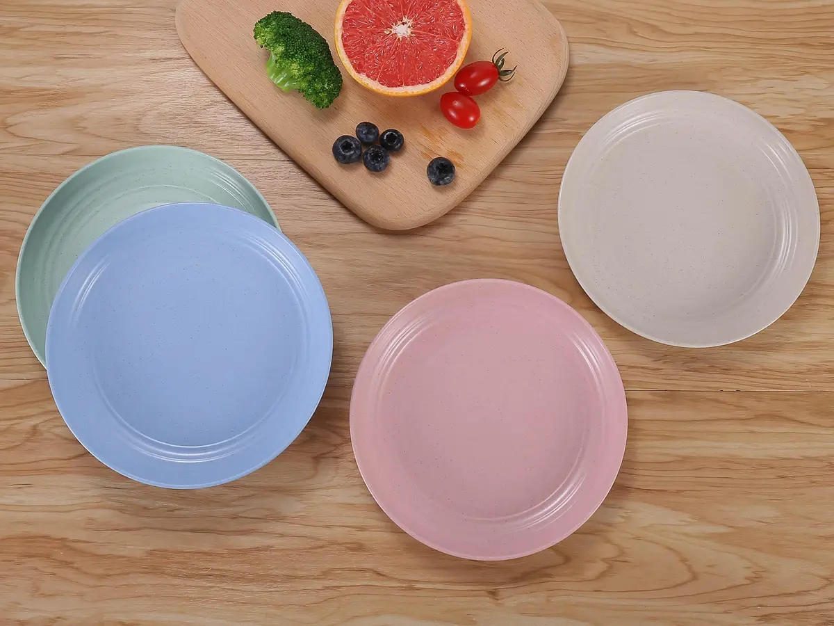 LuckyZone 7-Inch Small Wheat Straw Plates - Unbreakable Set of 4 | 17.8 cm (7 Inch) Dinner Plates - view 6