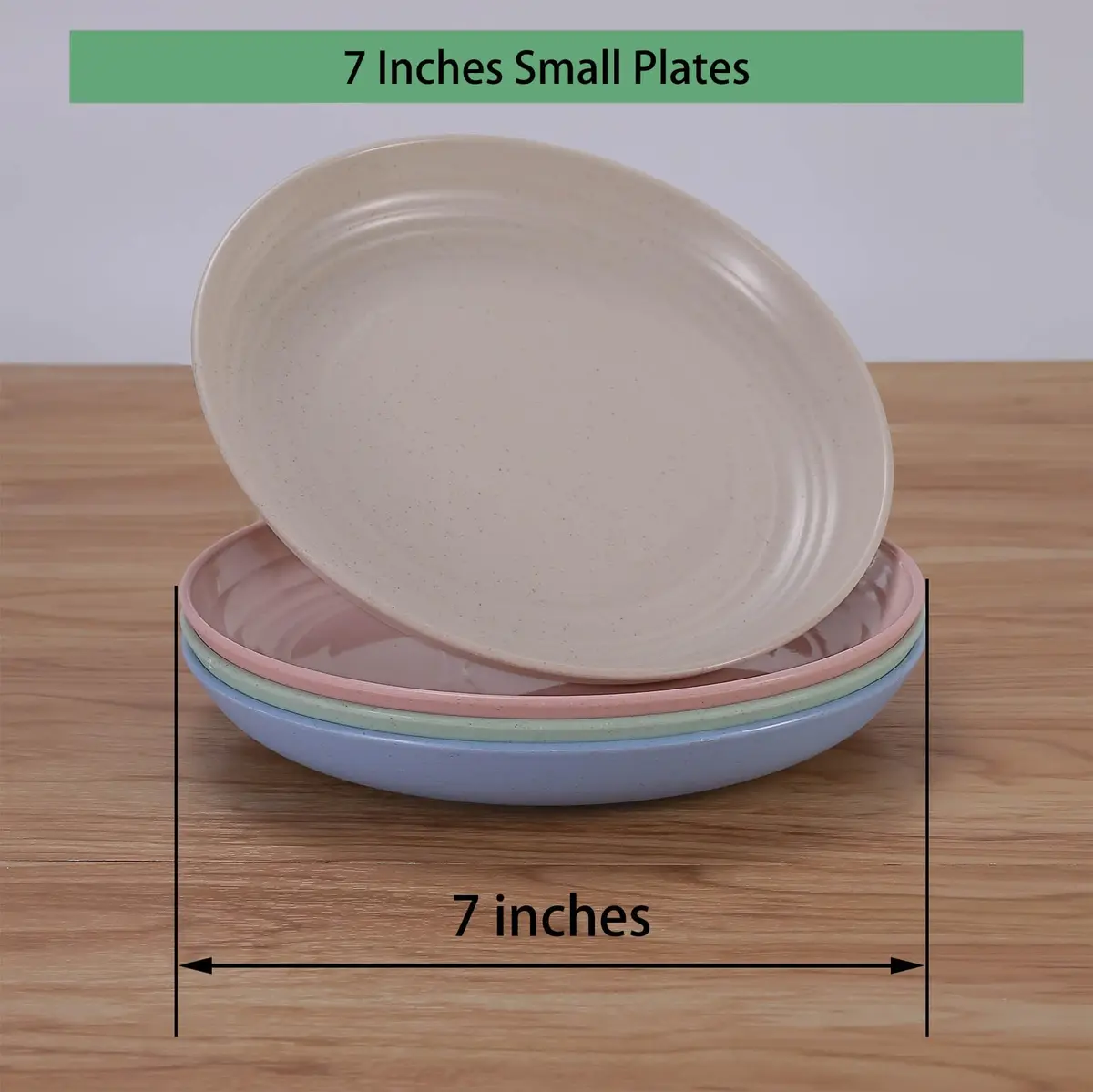 LuckyZone 7-Inch Small Wheat Straw Plates - Unbreakable Set of 4 | 17.8 cm (7 Inch) Dinner Plates - view 2