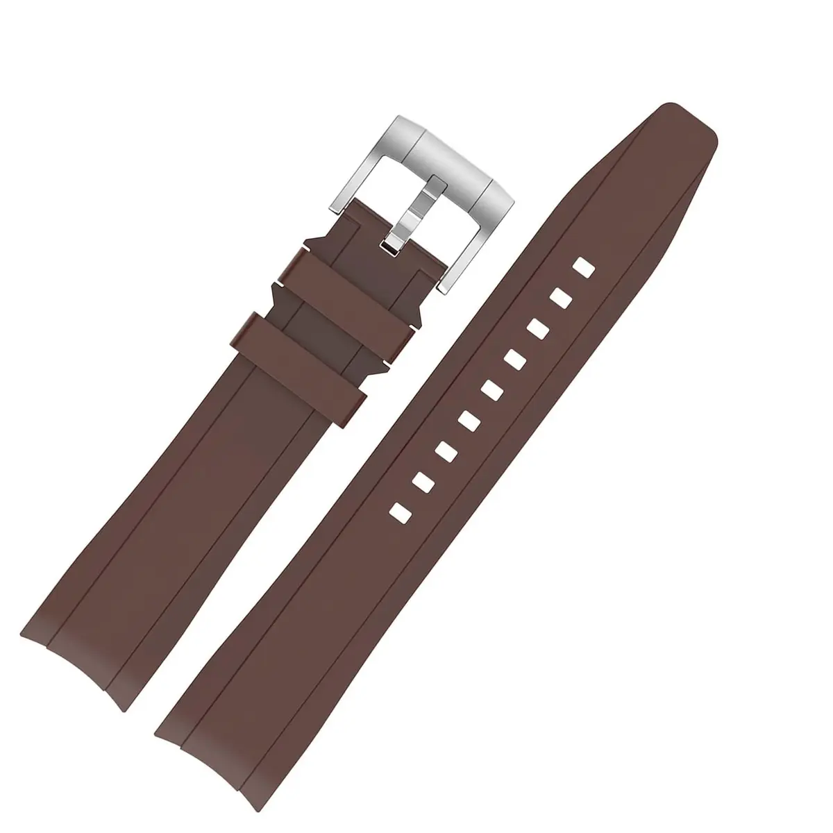 Tovimall Brown Silicone Watch Band for Omega x Swatch MoonSwatch Speedmaster, 20mm Lug Width - main product image