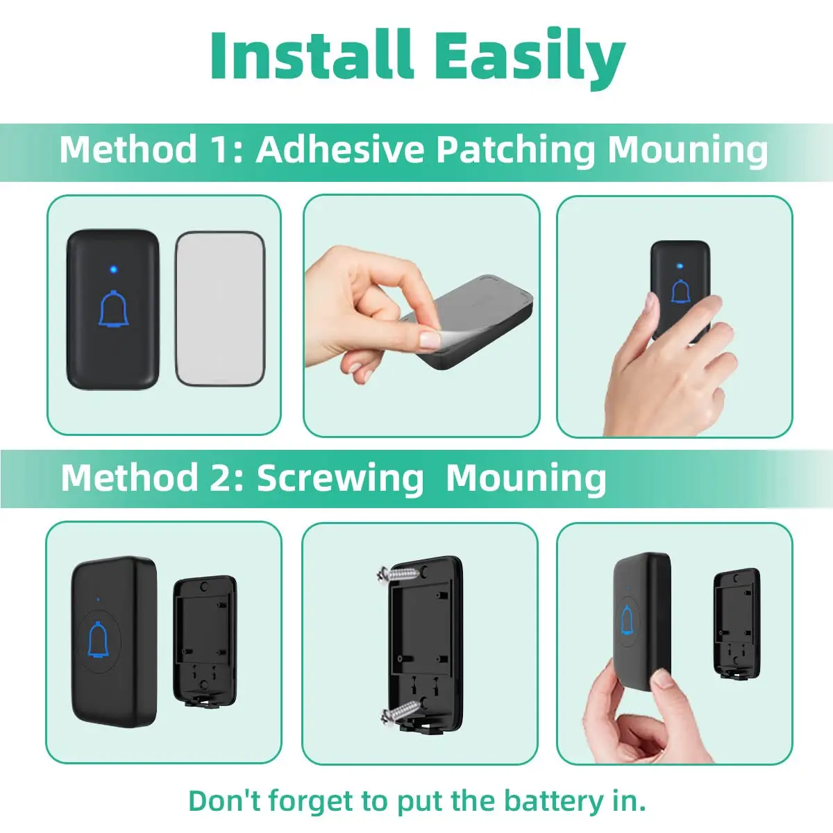 LetsWill Wireless Doorbell Kit with 2 Receivers & 1 Button | 1000ft Range, 66 Ringtones, IP66 Waterproof - view 6
