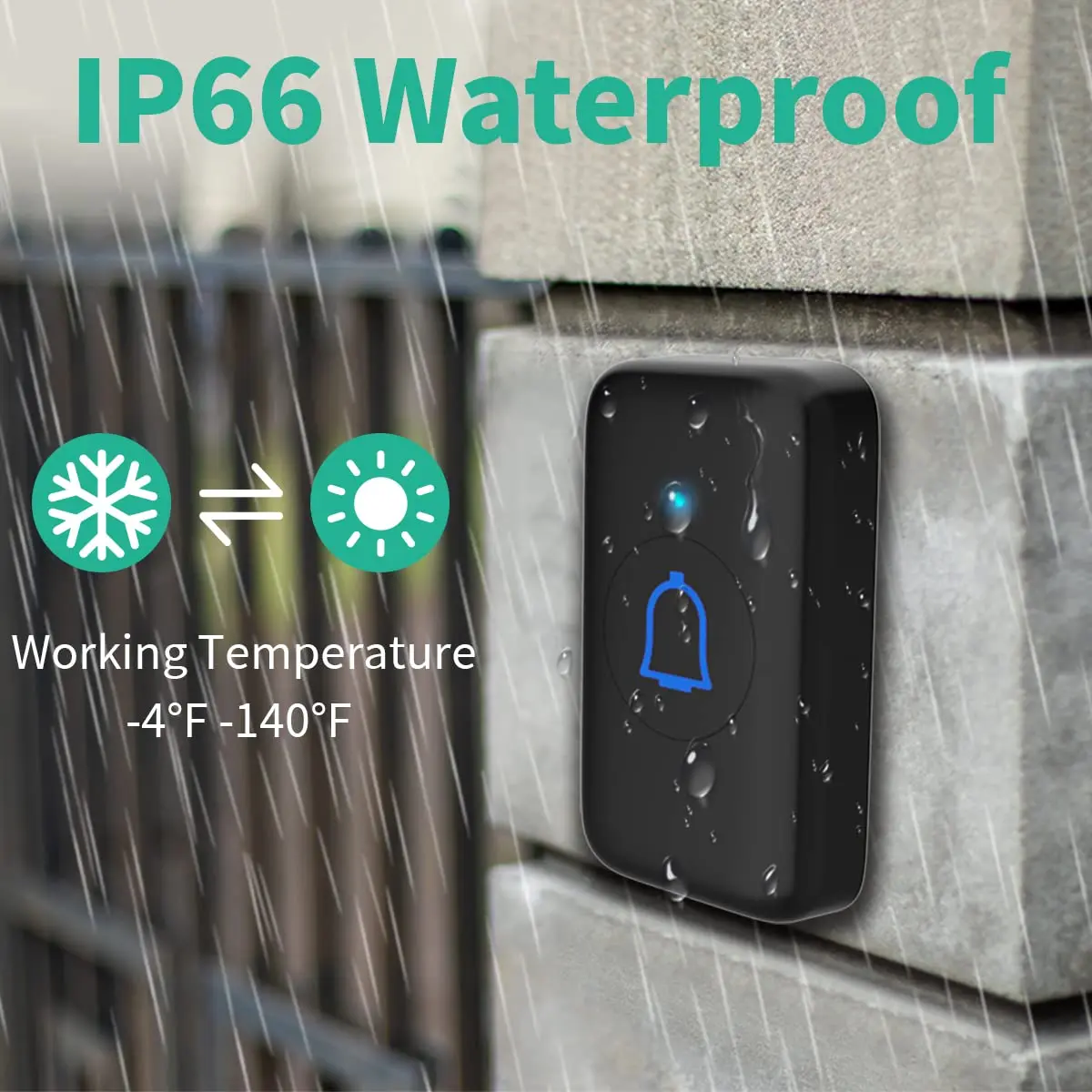 LetsWill Wireless Doorbell Kit with 2 Receivers & 1 Button | 1000ft Range, 66 Ringtones, IP66 Waterproof - view 2