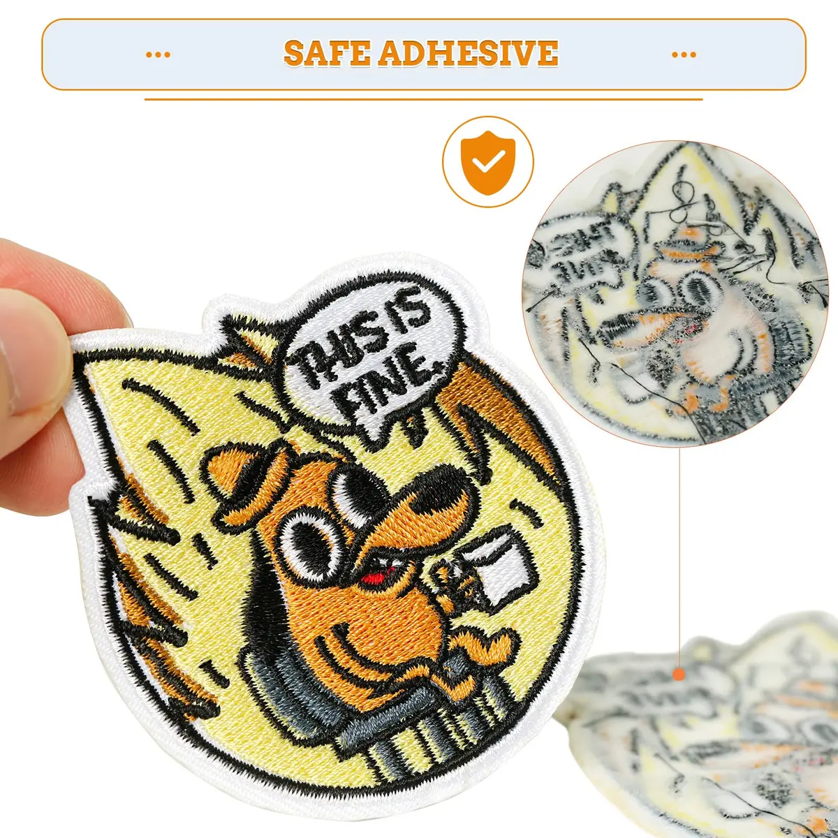 XMJY 2 Pcs This is Fine Dog Patches - Iron On/Sew On Embroidered Patch, Funny Morale Patch, Cute Applique Accessories for Jackets, Jeans, Vests, Clothes, Tote Bags | 3''L X 2.4''W - view 6