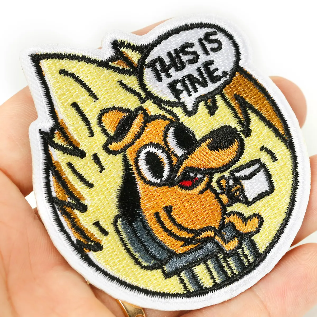 XMJY 2 Pcs This is Fine Dog Patches - Iron On/Sew On Embroidered Patch, Funny Morale Patch, Cute Applique Accessories for Jackets, Jeans, Vests, Clothes, Tote Bags | 3''L X 2.4''W - view 7