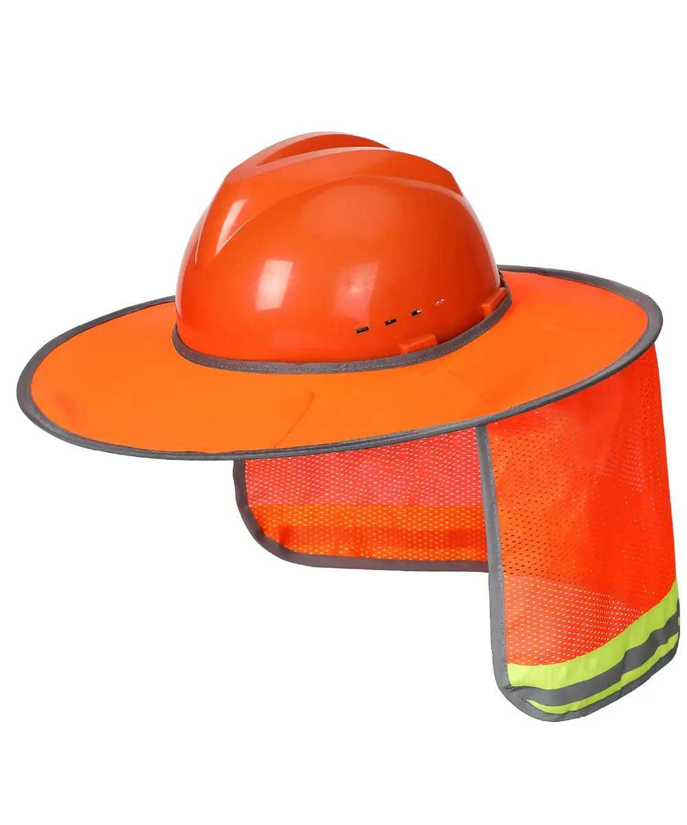 UNCO Hard Hat Sun Shield Orange Mesh with Reflective Strips | Full & Standard Brim Helmet Cover - main product image