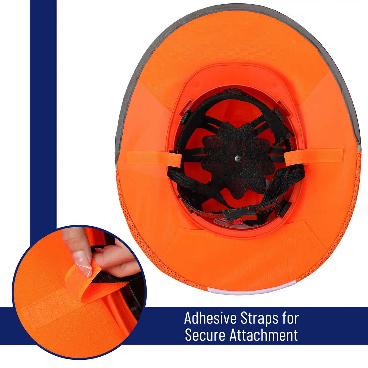 UNCO Hard Hat Sun Shield Orange Mesh with Reflective Strips | Full & Standard Brim Helmet Cover - view 5