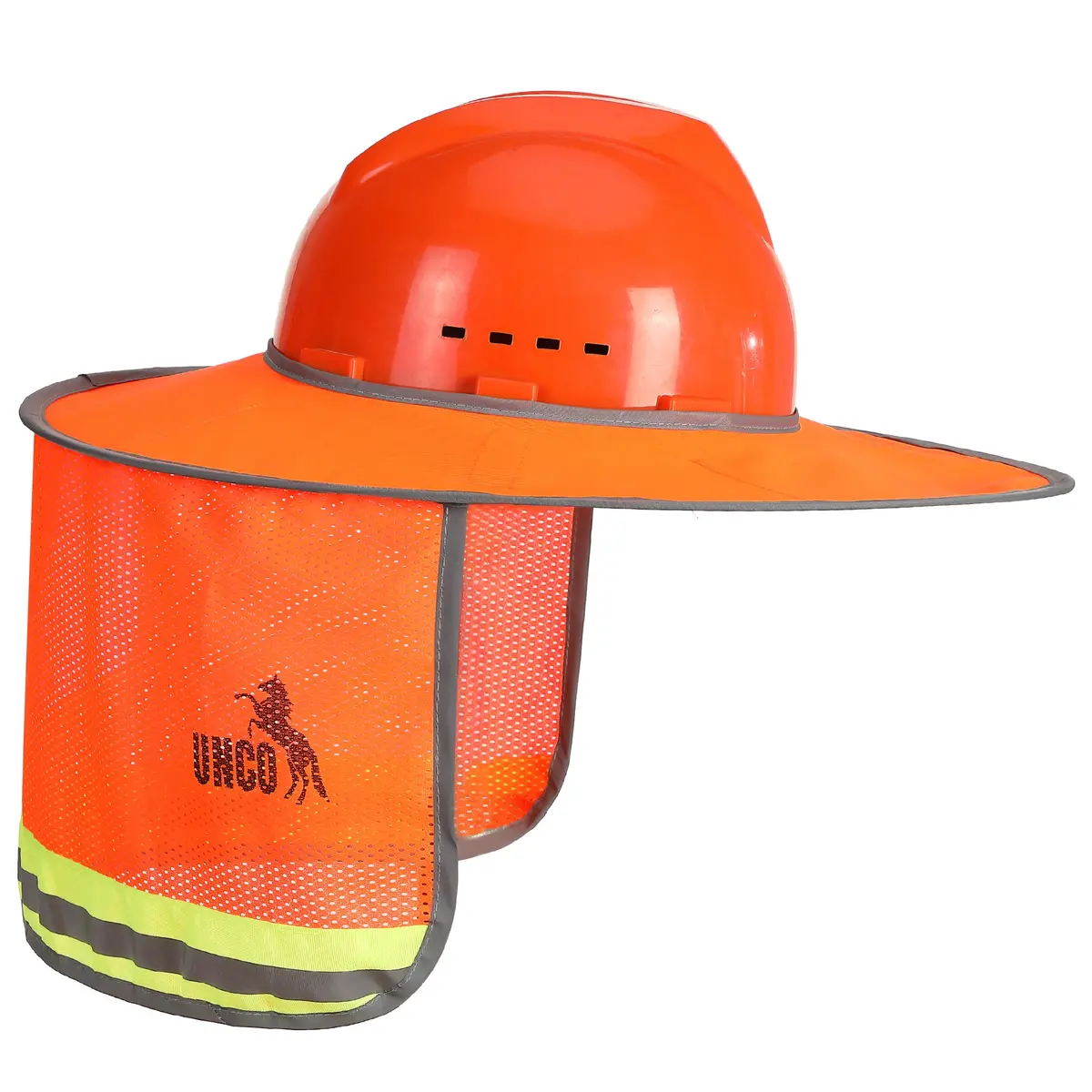 UNCO Hard Hat Sun Shield Orange Mesh with Reflective Strips | Full & Standard Brim Helmet Cover - view 7