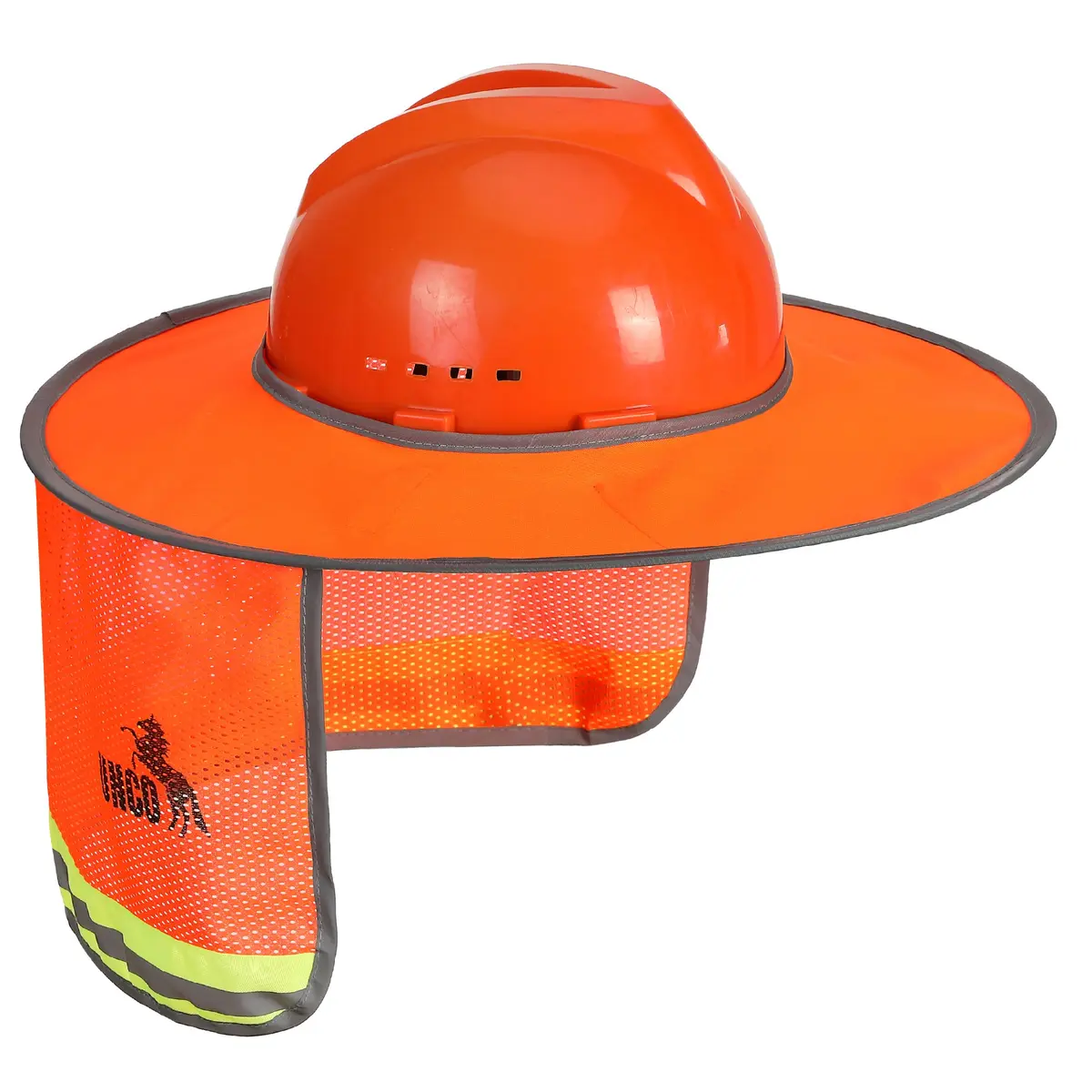 UNCO Hard Hat Sun Shield Orange Mesh with Reflective Strips | Full & Standard Brim Helmet Cover - view 9