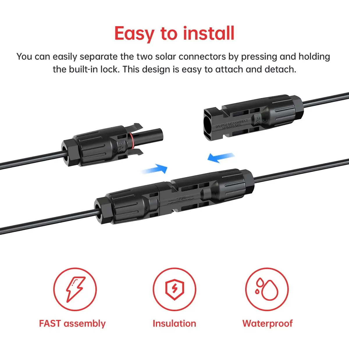 ELFCULB 10AWG 10FT Solar to XT60i Cable for Portable Power Stations | Waterproof, 300V, UL2468 Certified - view 3