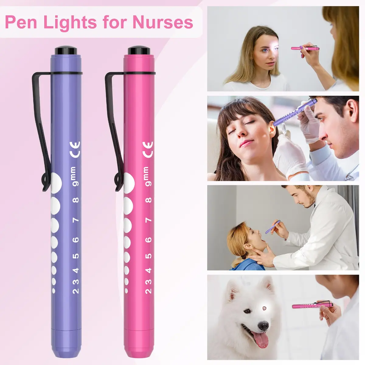 RISEMART LED Pen Lights for Nurses, 2-Pack Medical Penlight with Pupil Gauge & Ruler | White Light, Aluminum Alloy - view 4
