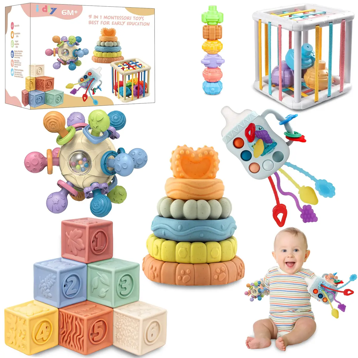 i diy Baby Toys 0-6-12 Months | Montessori & Sensory Play Set for 1+ Year - main product image