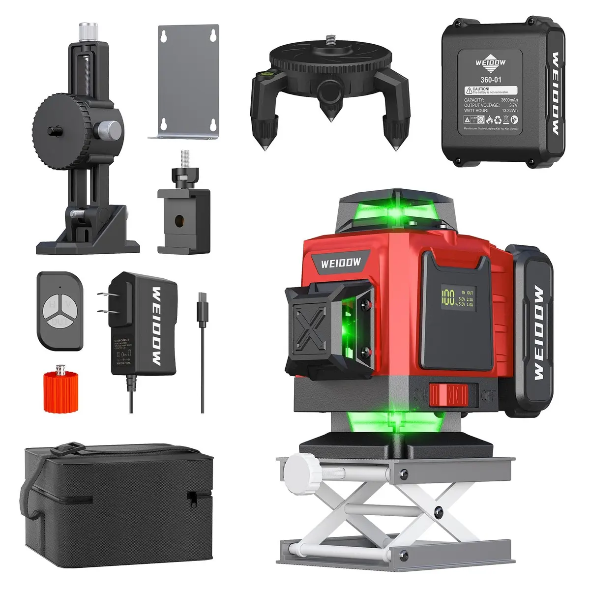 WEIDDW Laser Level 360° Green Cross Line Self Leveling Laser Measuring Tool | 7-10m Indoor Range, ±2mm Accuracy - main product image