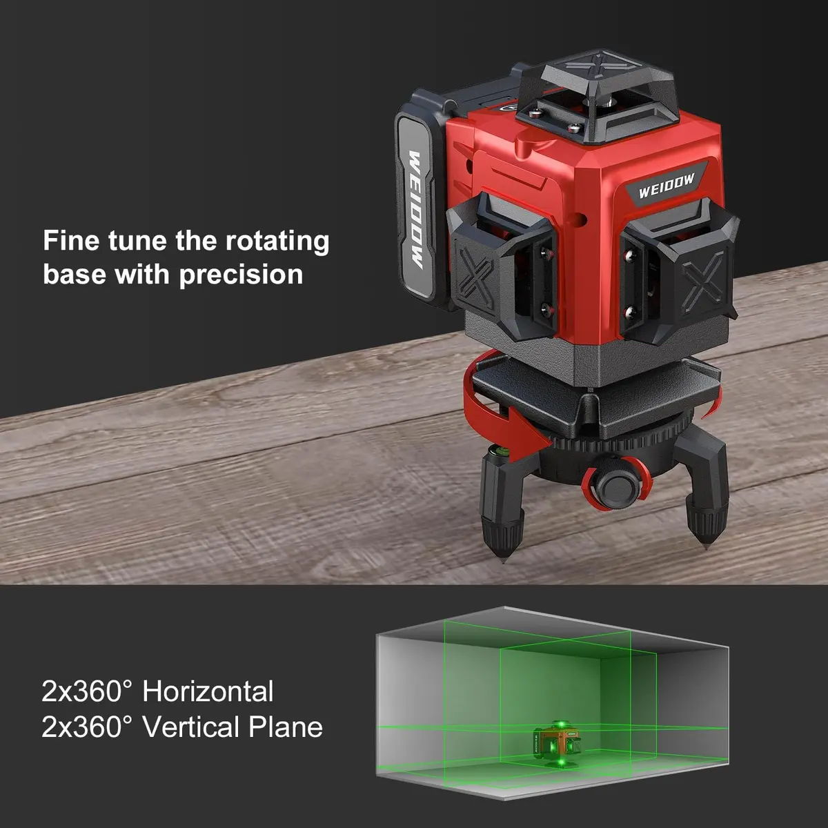 WEIDDW Laser Level 360° Green Cross Line Self Leveling Laser Measuring Tool | 7-10m Indoor Range, ±2mm Accuracy - view 5