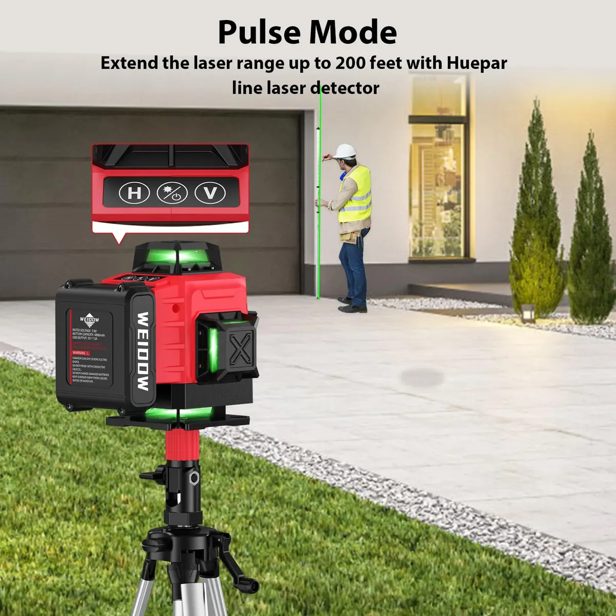 WEIDDW Laser Level 360° Green Cross Line Self Leveling Laser Measuring Tool | 7-10m Indoor Range, ±2mm Accuracy - view 6