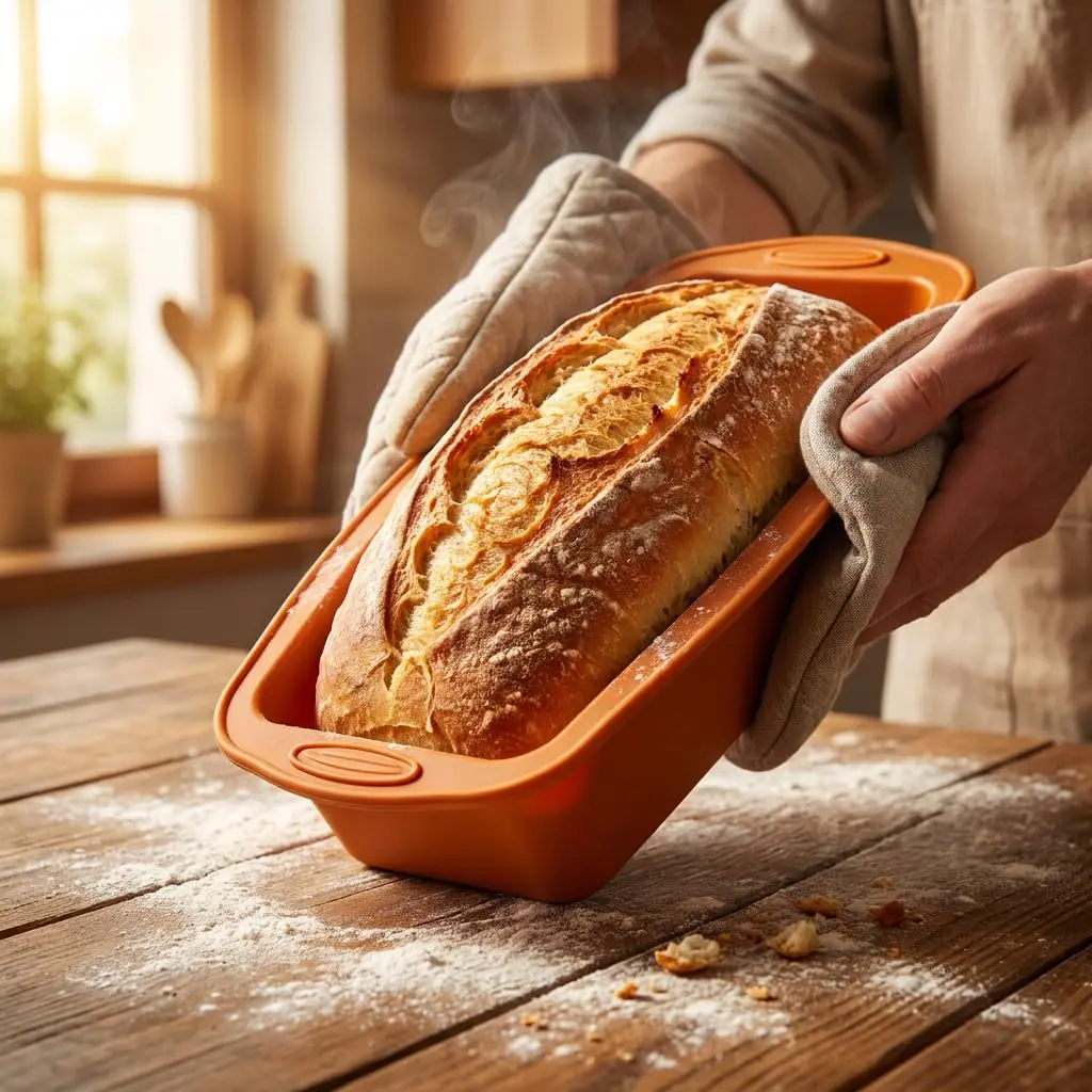 MONGSEW 3-Piece Silicone Bread Loaf Pan Set 2.75 inches (6.98 cm) Deep | Nesting Design for Easy Storage - view 6