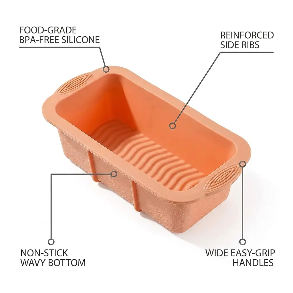 MONGSEW 3-Piece Silicone Bread Loaf Pan Set 2.75 inches (6.98 cm) Deep | Nesting Design for Easy Storage - view 2