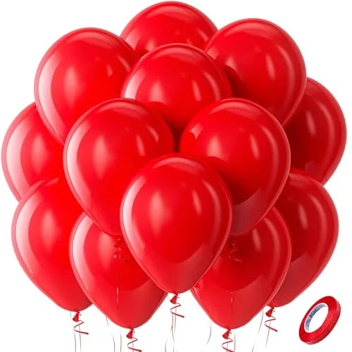 Bezente Red Latex Balloons 150 Pack (5 Inch) | Small Matte Red Helium Balloons for Parties - main product image