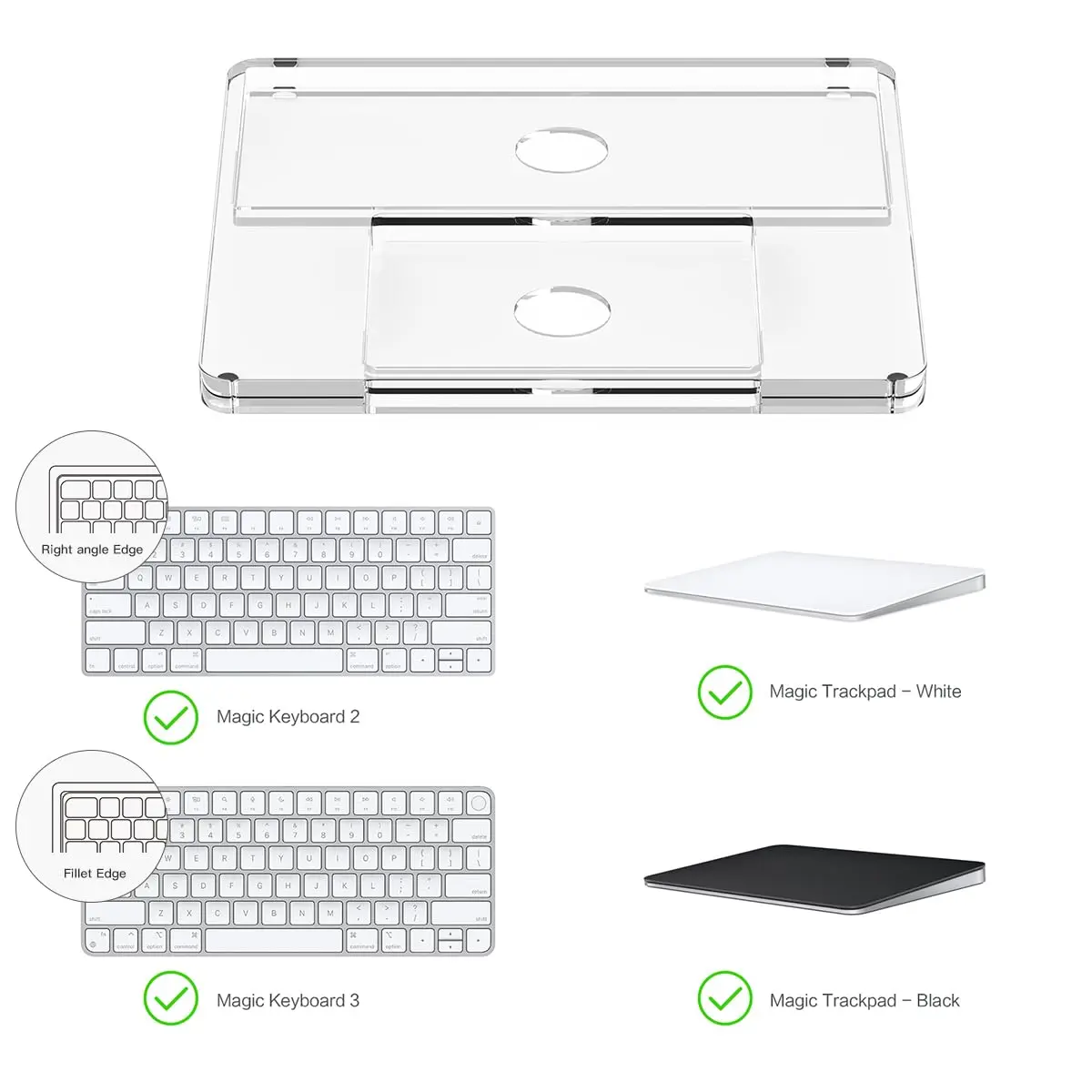 HEWYIOS Acrylic Keyboard Stand and Trackpad Holder for Apple Magic Keyboard 2th/3th | Ergonomic Design - view 3