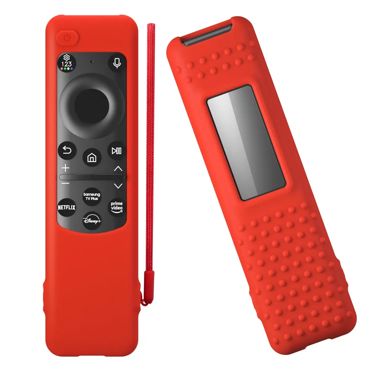 PIUAMUNKJ Red Silicone Protective Cover with Lanyard for Samsung Smart TV Remote BN59-01432 Series | Protects from Scratches & Drops - main product image