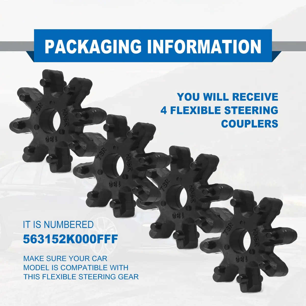 RBOKO Black Flexible Steering Coupler Replacement 4-Pack | Solves Steering Vibration and Noise - view 4