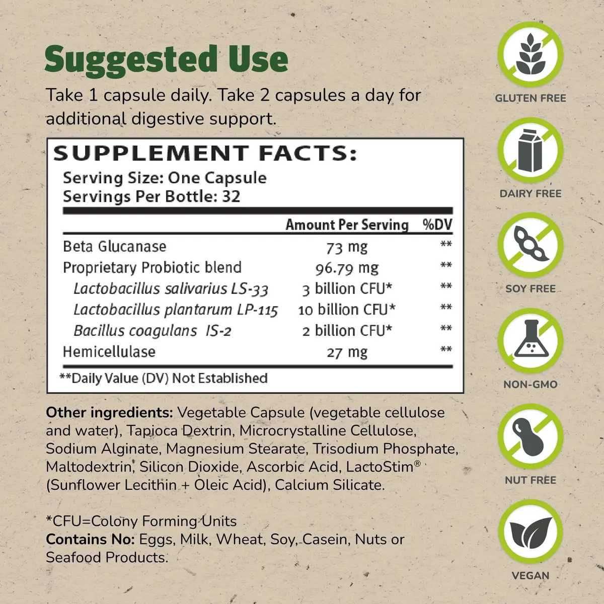 TruFlora Nutritional Supplement Capsules 32 Count | Gluten Free & Probiotic Enzymes for Gut & Energy Support - view 2