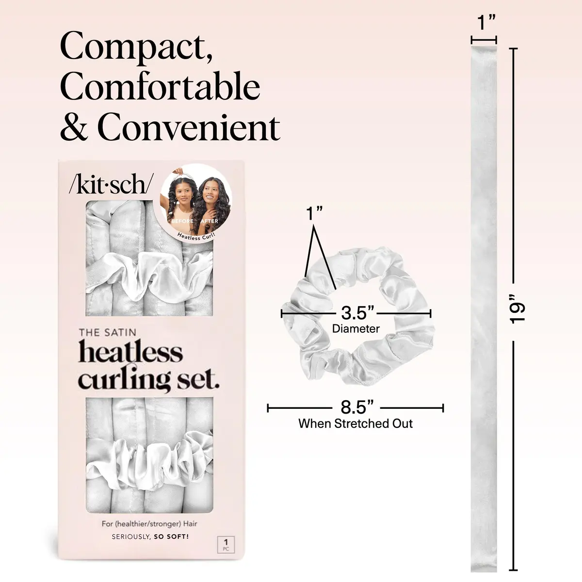 Kitsch Satin Heatless Curls Overnight Set - Ivory | Gentle Frizz-Free Hair Styling - view 5