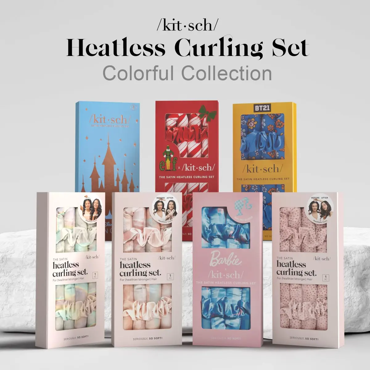 Kitsch Satin Heatless Curls Overnight Set - Ivory | Gentle Frizz-Free Hair Styling - view 9