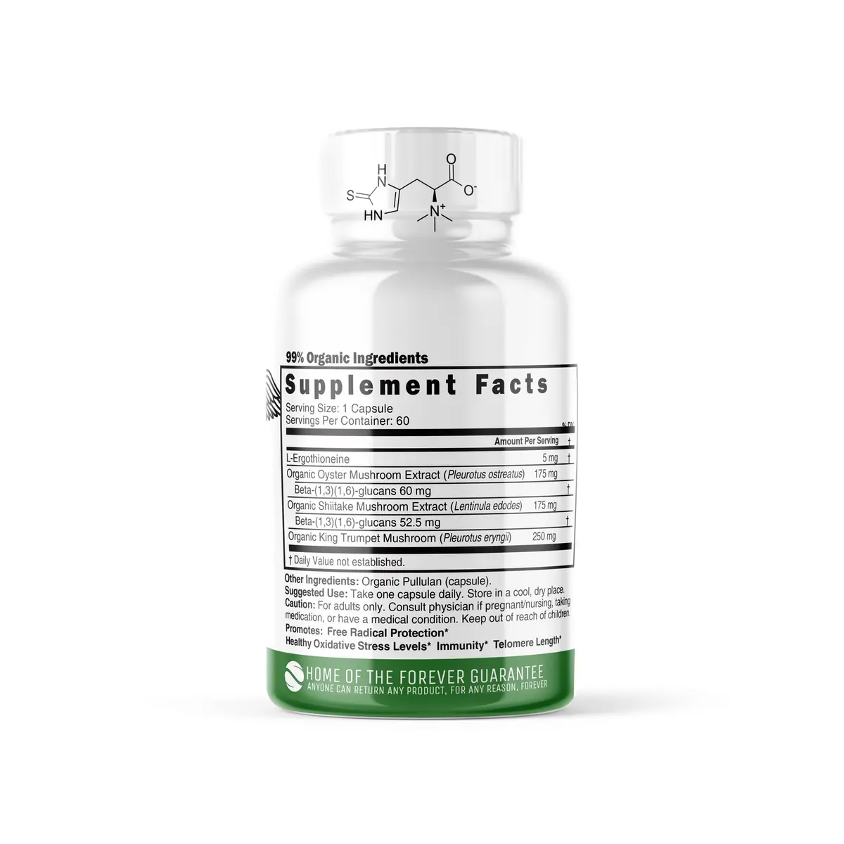 Nature's Fusions Nutri L-Ergothioneine 600mg | Organic Mushroom Complex for Adults - view 2