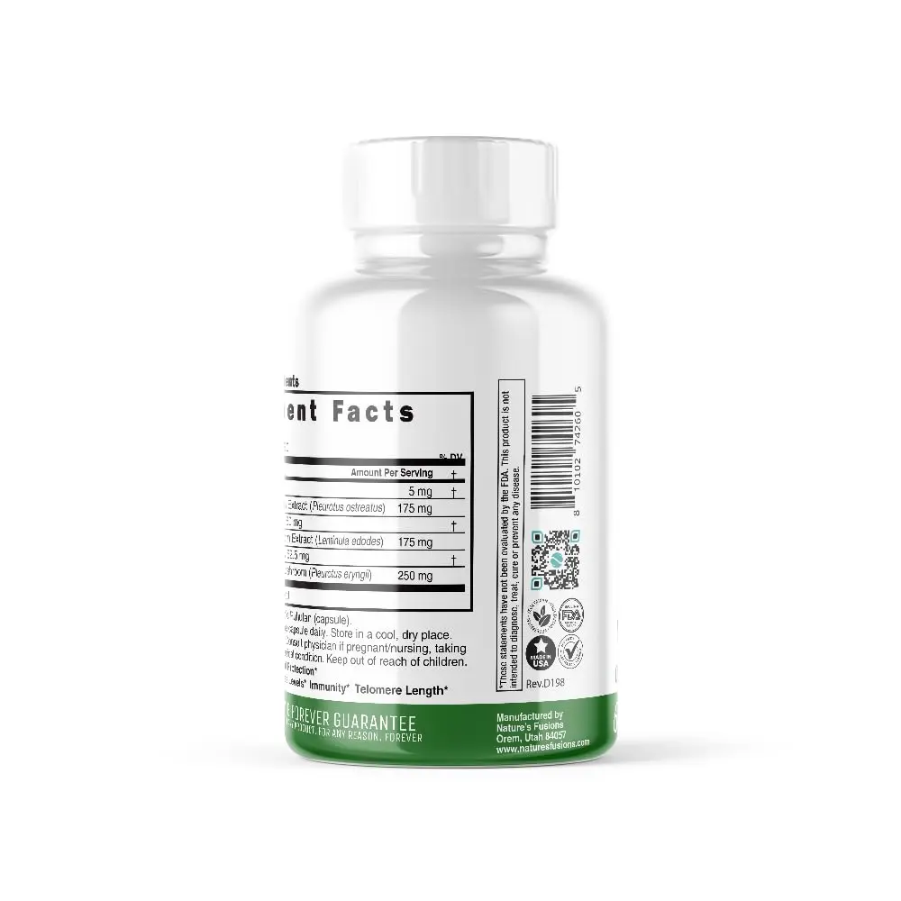 Nature's Fusions Nutri L-Ergothioneine 600mg | Organic Mushroom Complex for Adults - view 3