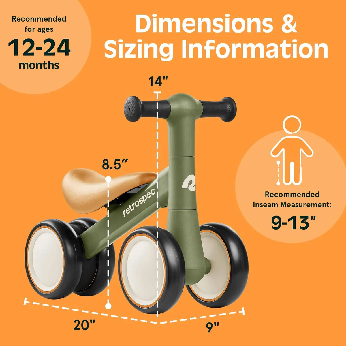Retrospec Cricket Baby Walker Balance Bike with 4 Wheels for Ages 12-24 Months | Toddler Bicycle Toy for 1 Year Olds - view 4